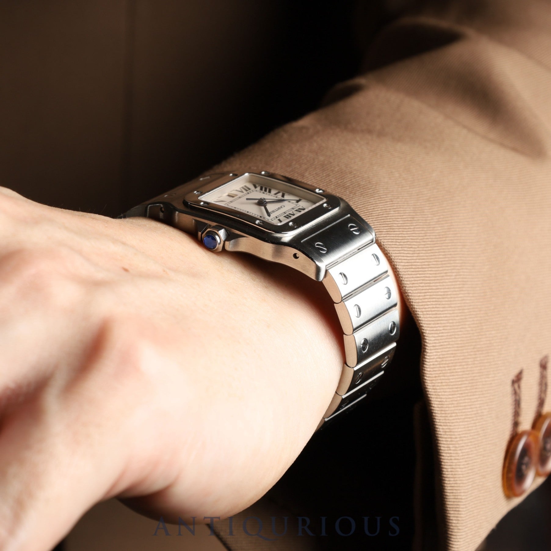 Cartier Santos Galbee LM W20060D6 / 1564 Quartz Cal. 687 Stainless Steel White Roman Dial Repair Certificate (2024) Overhauled and Serviced at a Cartier Boutique