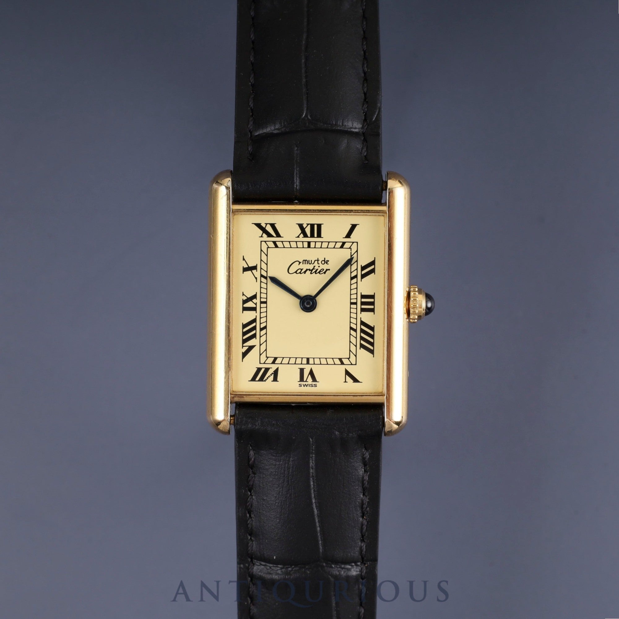 Cartier Must Tank LM W1002754 / 1615 Quartz Cal.90 SV925 Leather Genuine D-buckle (GP) Ivory Roman dial 1996-1998 Overhauled