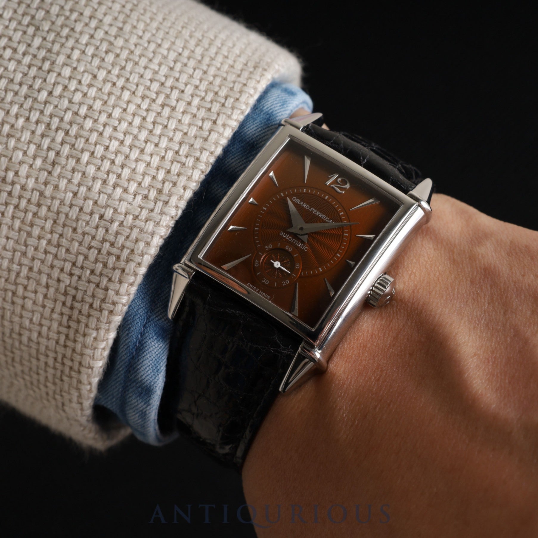 ジラールぺルゴ ヴィンテージ 1945 25930.0.11.316 自動巻き Cal.3200 SS 革 純正尾錠(SS) ブラウン文字盤 保証書(2004年) 冊子 オーバーホール済み