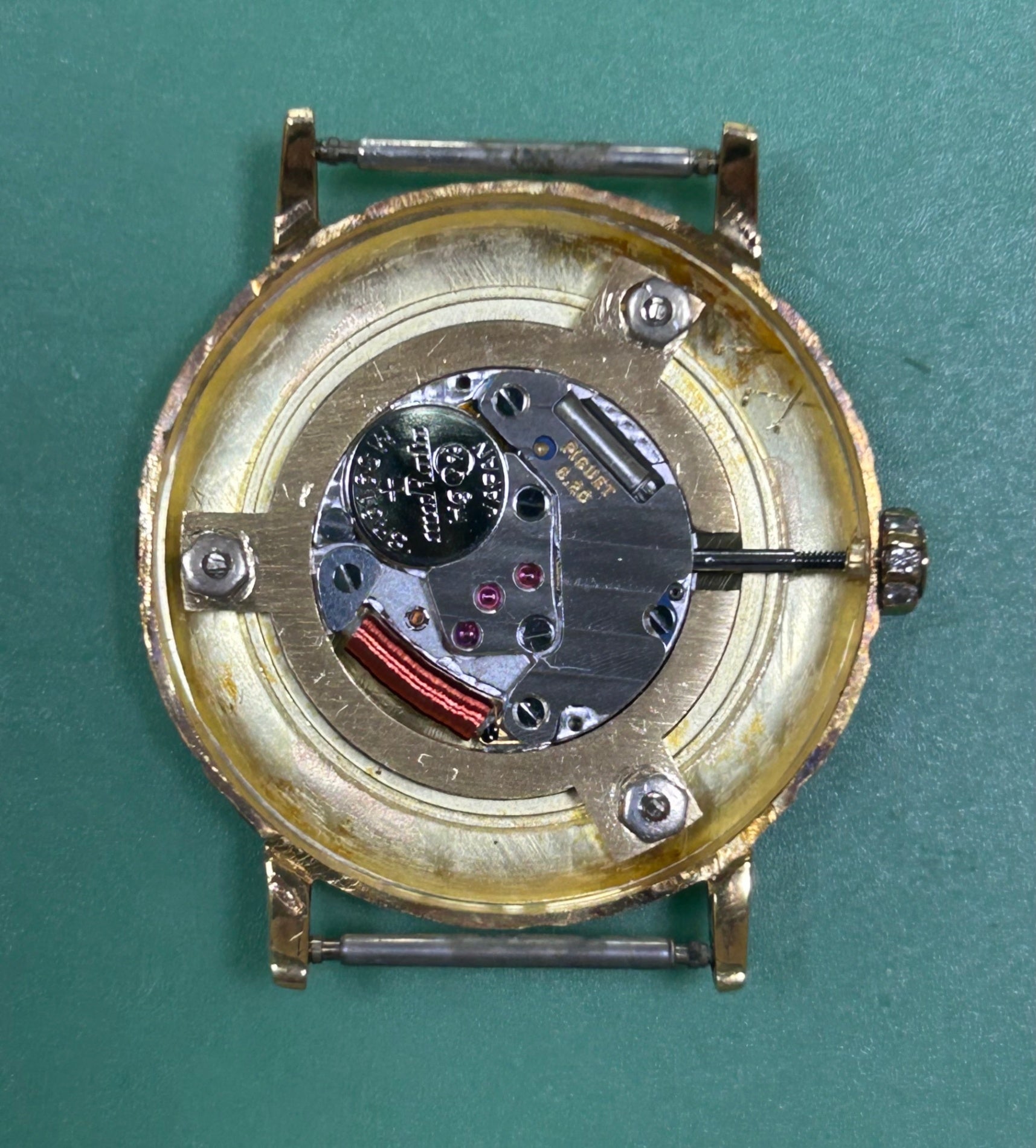 ティファニー ラウンド クォーツ Cal.6.20 18KT 革 純正尾錠(18K) ホワイトローマン文字盤 オーバーホール済み