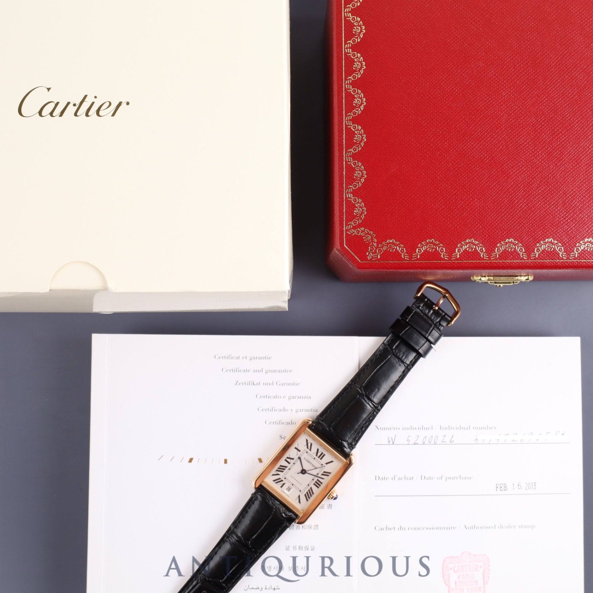 カルティエ タンクソロ XL W5200026 / 3514 自動巻き Cal.049 YG×SS 革 社外尾錠(GP)ホワイトローマン文字盤 箱 保証書(2013年)オーバーホール済み カルティエブティックにてコンプリートサービス済み