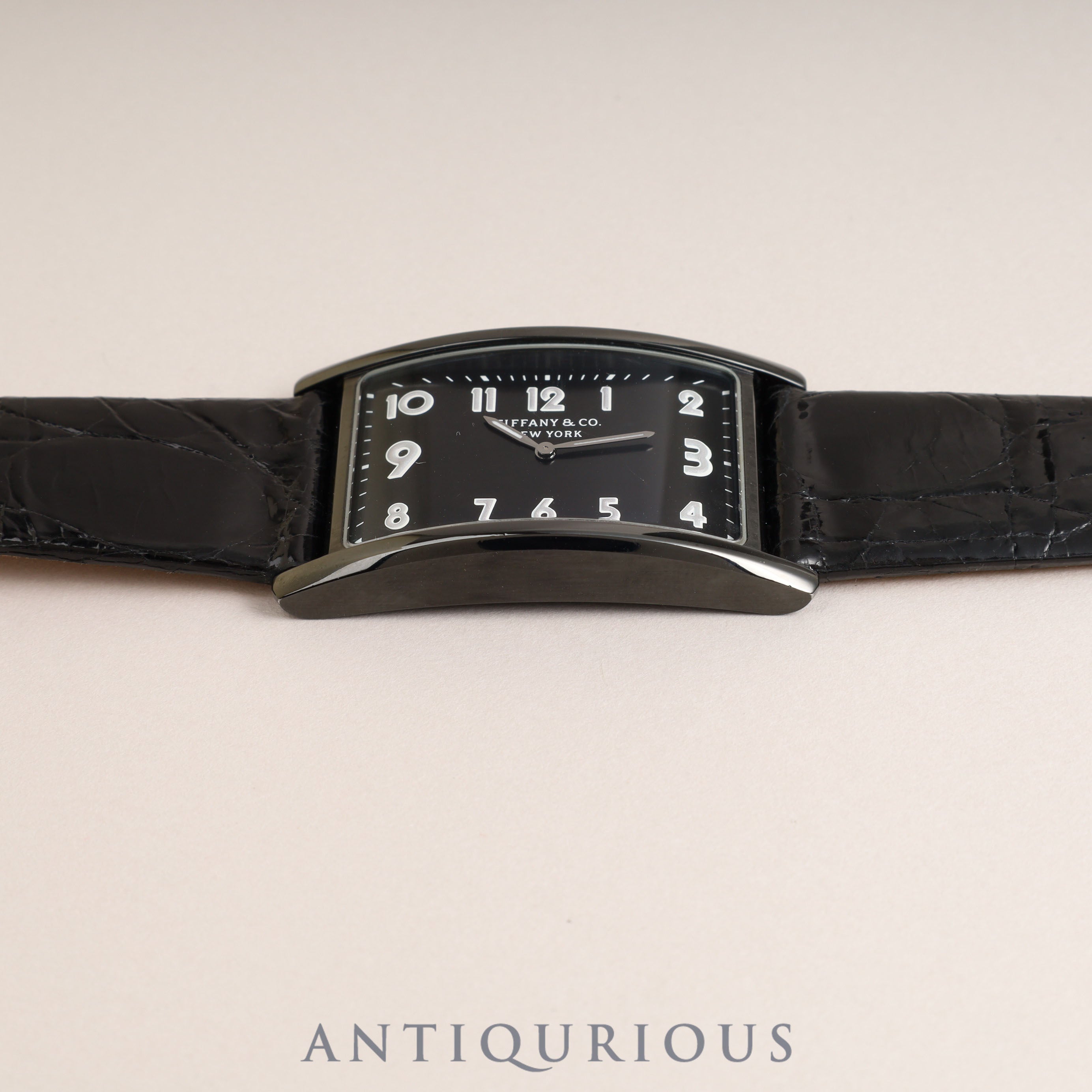 Tiffany East West 37447129 Quartz SS Leather Genuine Buckle (SS) Black Arabic Dial Box Instruction Manual