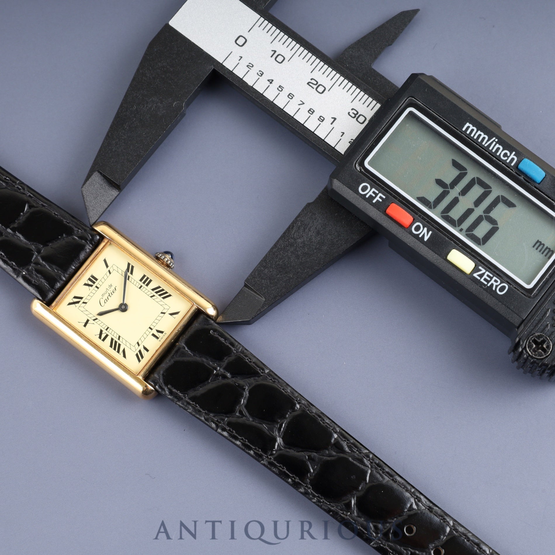 Cartier Must Tank LM Manual Winding Caliber - SV925 Leather Strap with Genuine GP Buckle, Ivory Roman Dial, Circa 1976-1981, Overhauled