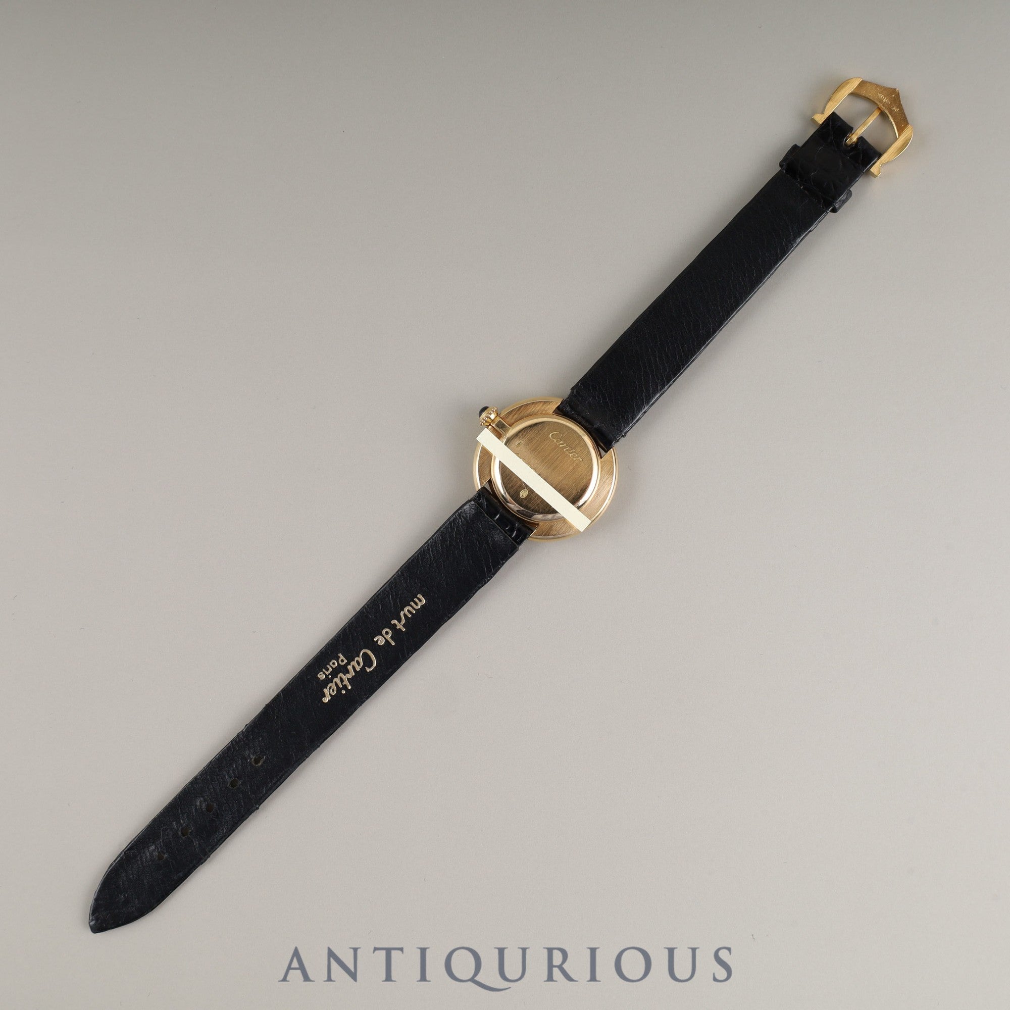 Cartier Vendôme Ellipse SM Manual Winding 750 Leather Strap with Genuine Buckle (750) White Roman Dial (PARIS Inscription) Warranty Card Overhauled