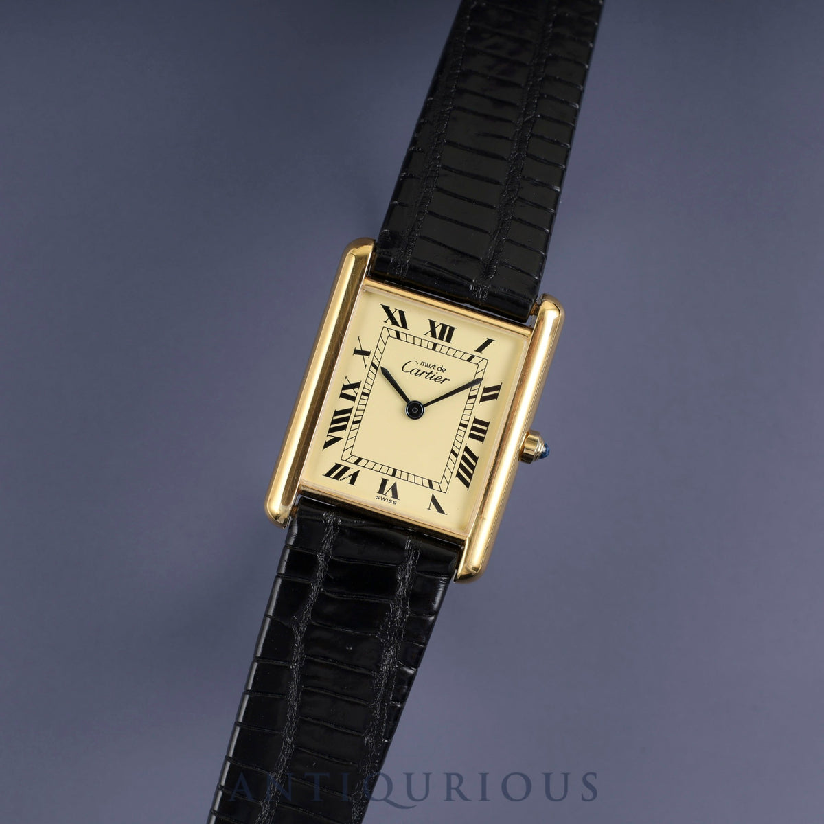 Cartier Must Tank LM 6 81006 Quartz Caliber 81 925 Leather Strap with Genuine GP Buckle Ivory Roman Dial Overhauled and Finished to Look Like New