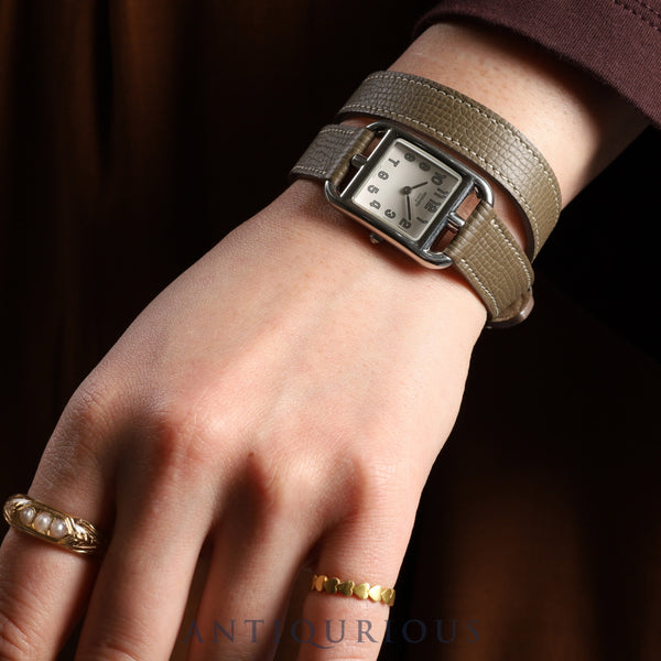 エルメス ケープコッド CC1.210 クォーツ Cal.976.001 SS 革 純正尾錠(SS)シルバーアラビア文字盤 箱 オーバーホール済み