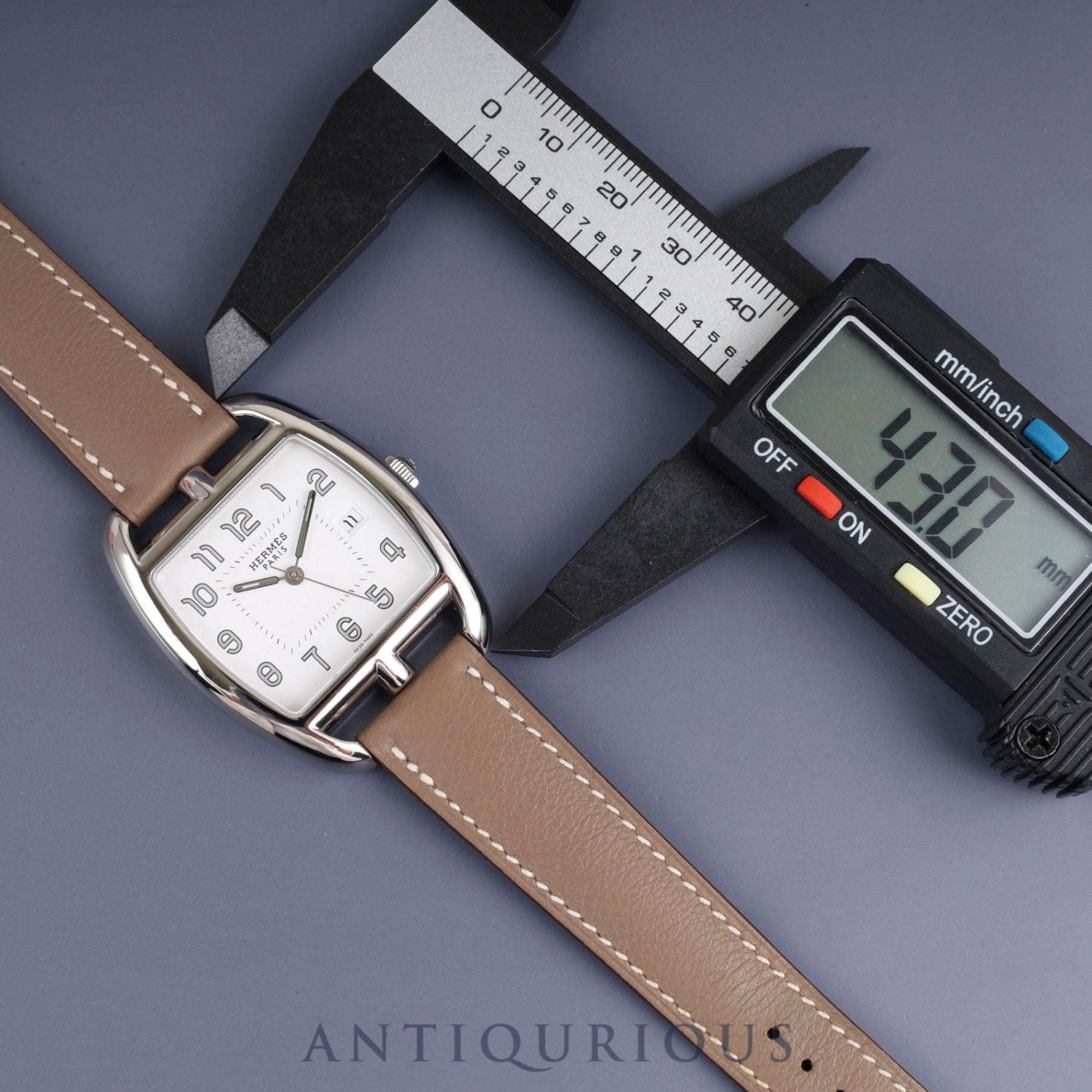 Hermès Cape Cod Tonneau CT1.710 Quartz Movement, Stainless Steel, Genuine Leather Strap (Stamped N: 2010), Genuine Buckle (SS), White Dial, Box, Warranty Card (2010), Overhauled