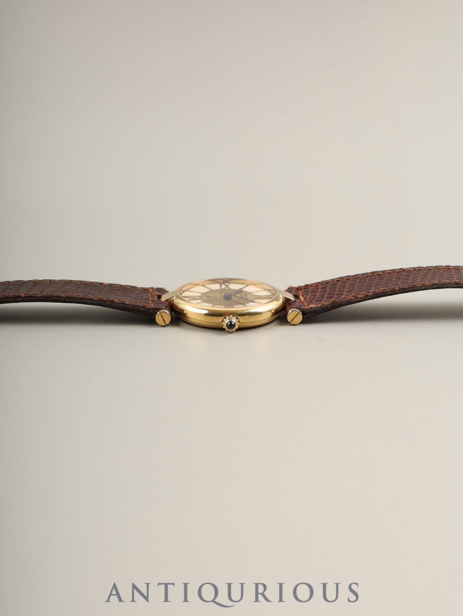 Cartier Must Vendôme VLC SM Quartz Movement, SV925, Genuine Leather Strap, Genuine GP Buckle, Ivory Cloisonné Dial, Completely Serviced at a Cartier Boutique