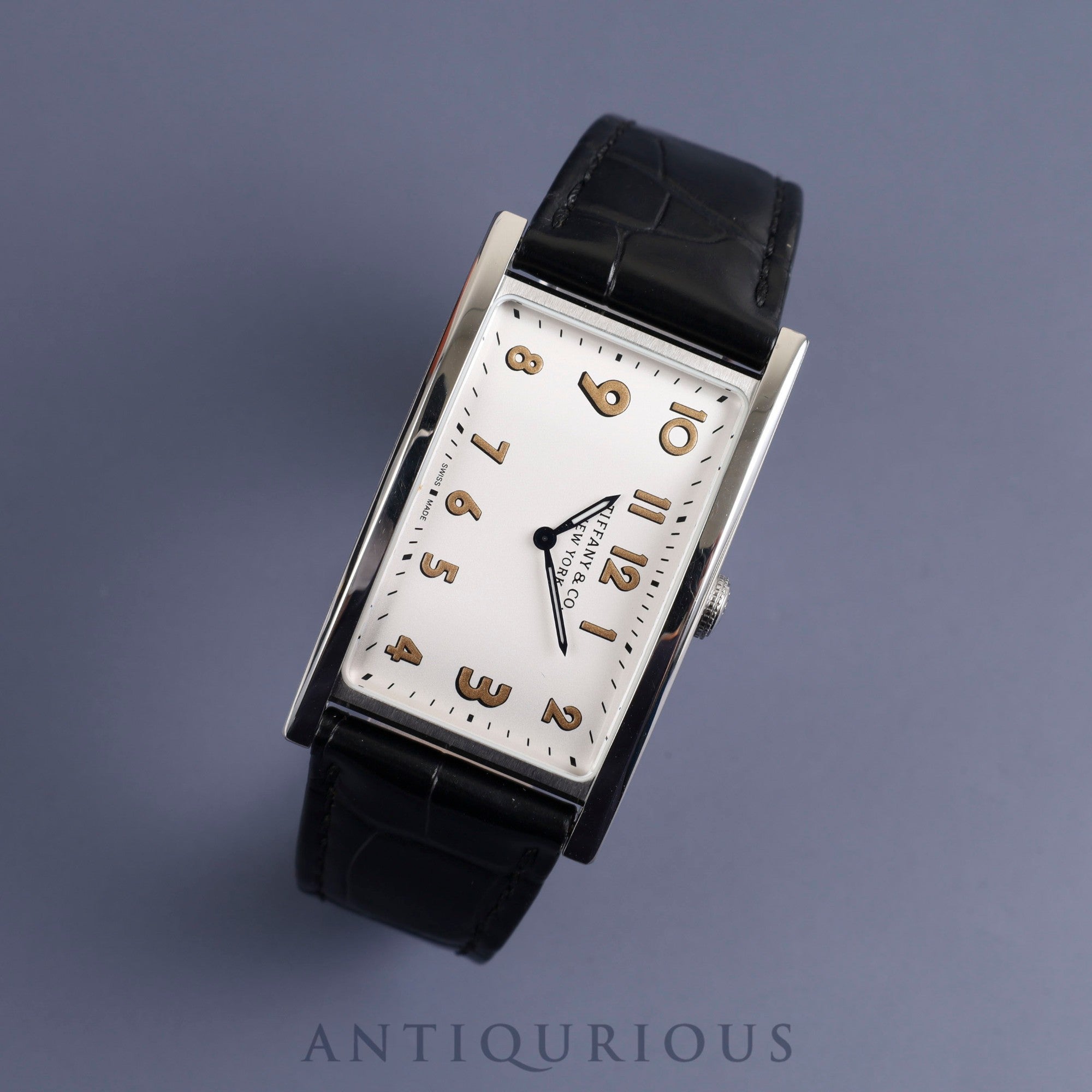 ティファニー イーストウエスト 37447102 クォーツ SS 純正革ベルト 純正バックル(SS)シルバー文字盤 サービスケース オーバーホール済み