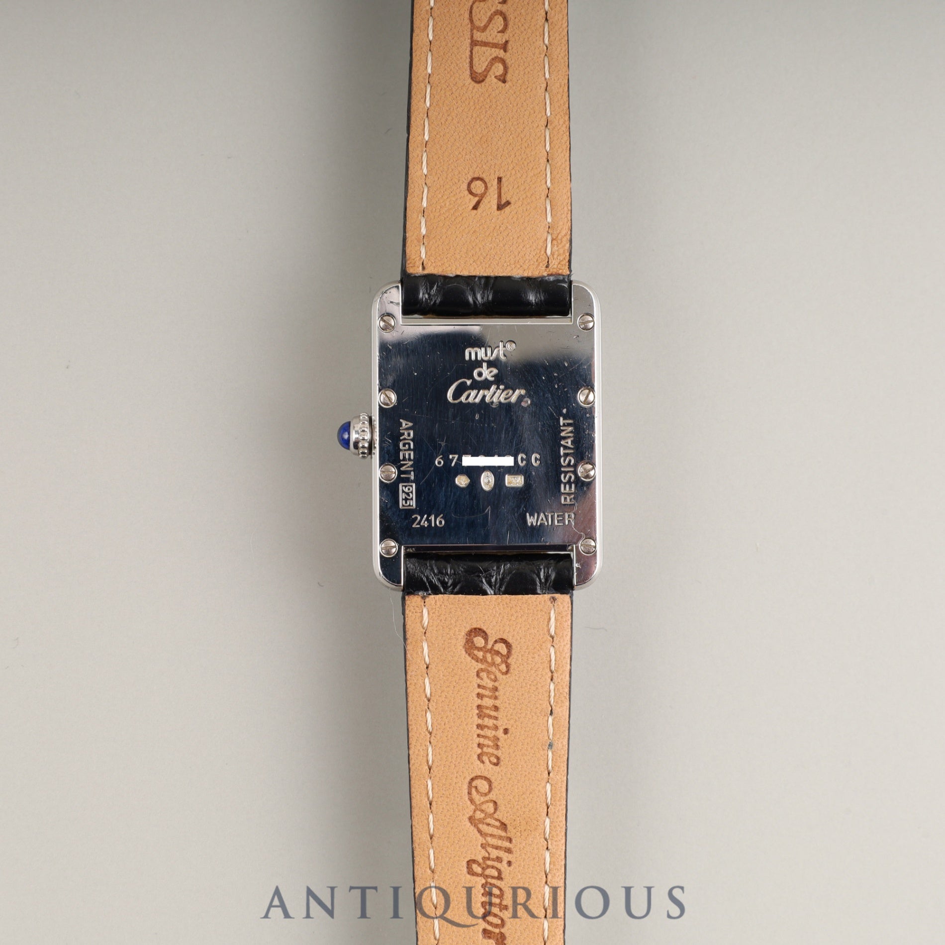 カルティエ マストタンク MM 2416 クォーツ Cal.057 SV925 革 純正Dバックル(SS) テレフォンCC文字盤 オーバーホール済み