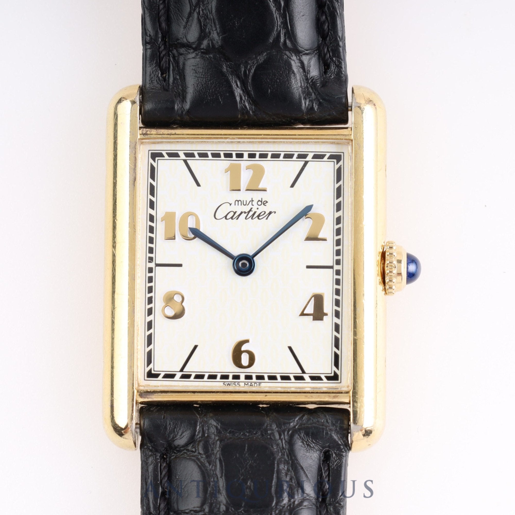 Cartier Must Tank LM QZ590005 SV925 Leather Genuine D-buckle Arabic dial Box Cartier boutique complete service
