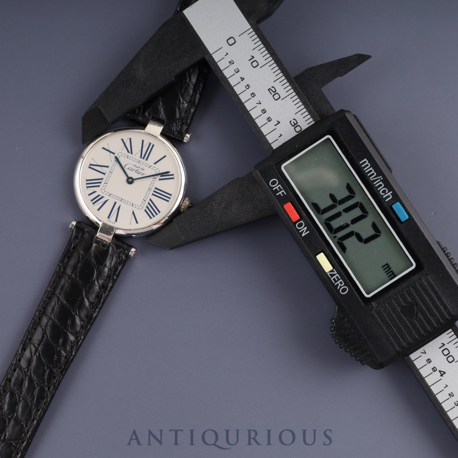 Cartier Must Vendôme VLC LM W1007065/1860 Quartz Caliber 90.06 SV925 Leather Strap with Genuine D-Buckle (Stainless Steel) Opalescent Dial Overhauled