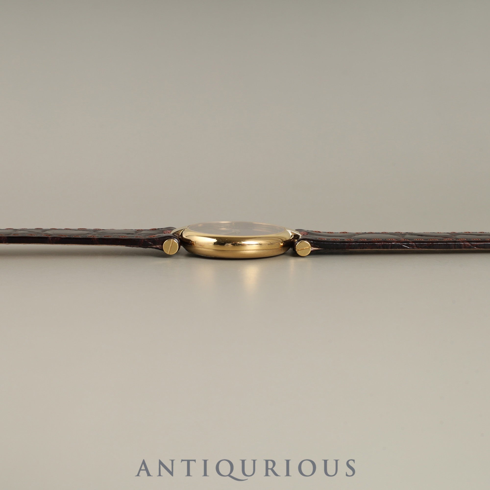 カルティエ マスト ヴァンドーム VLC SM クォーツ Cal.81 SV925 革 純正尾錠(GP) マホガニー文字盤(クラック) オーバーホール済み