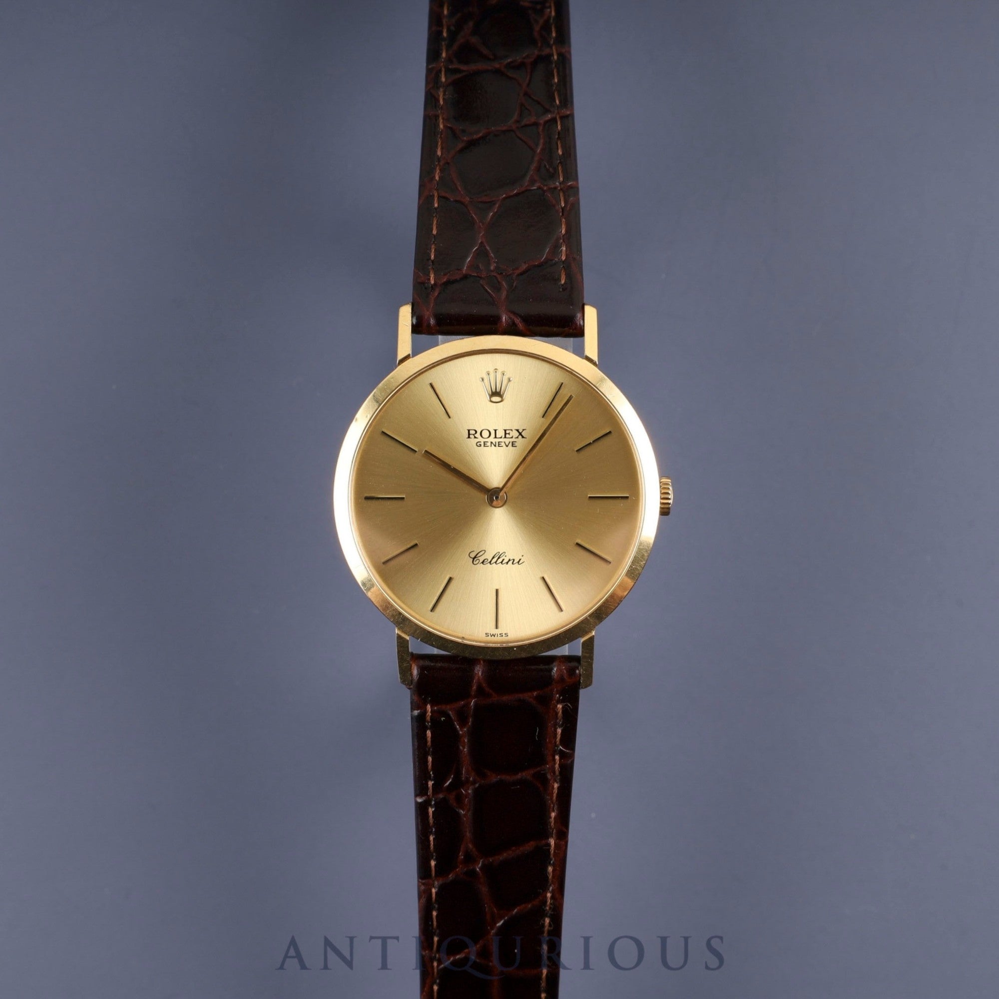 Rolex Cellini 4112 Manual Winding Cal. 1601 750 Leather Strap Genuine Buckle (GP) Gold Dial 43 Series (1975) Warranty (1984) Overhauled