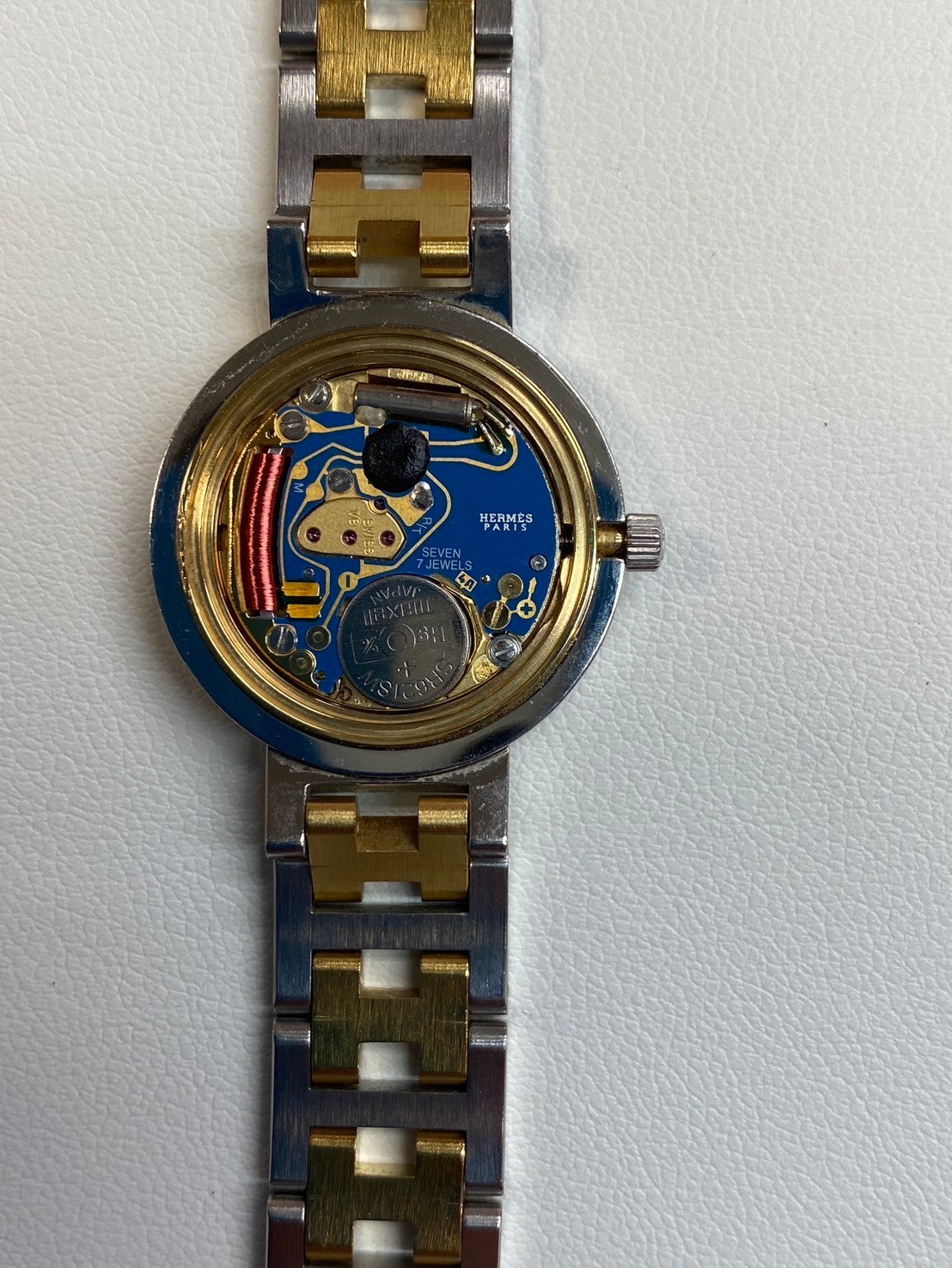 エルメス クリッパー 51.03 CL4.210 クォーツ SS アイボリー文字盤 箱 オーバーホール済み