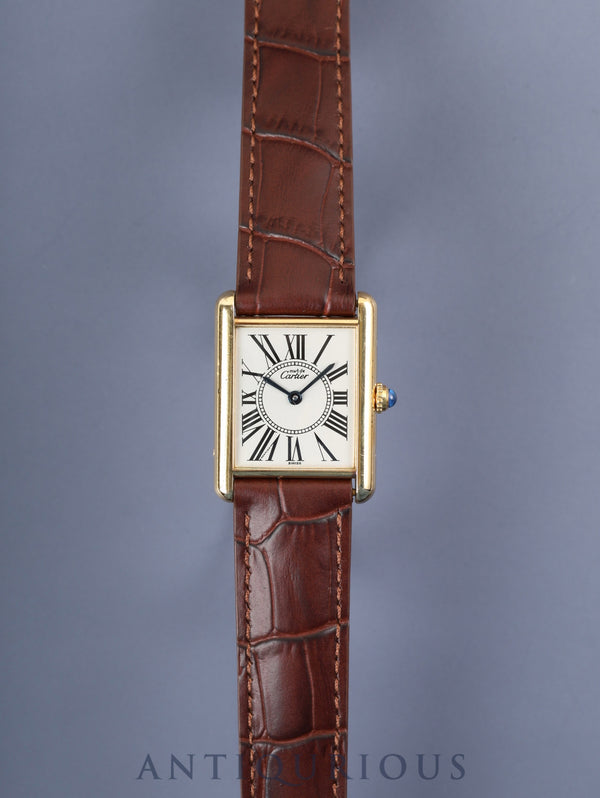 カルティエ マストタンク LM W1005554 / 590005 クォーツ Cal.90 SV925 革 純正Dバックル(GP)オパラン文字盤 オーバーホール済み