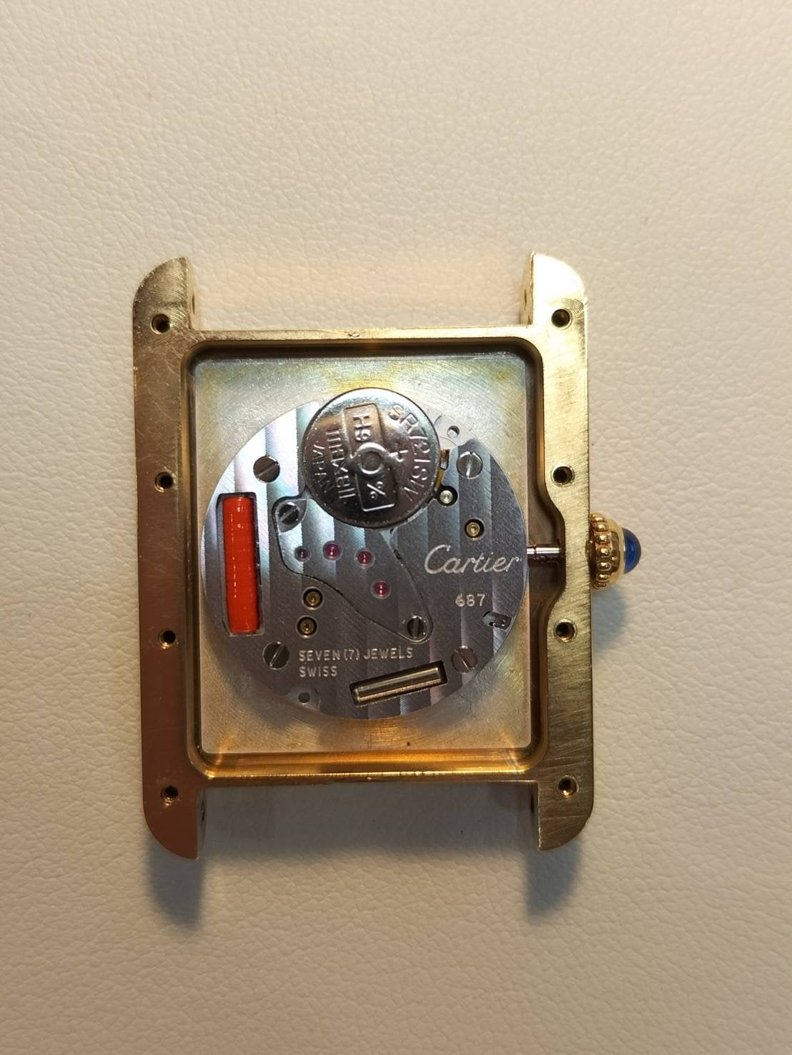カルティエ マストタンク GM(XL) W1013754 / 2413 クォーツ Cal.687 SV925 革 純正Dバックル(GP)アイボリー飛びローマン文字盤(SWISS MADE表記) オーバーホール済み