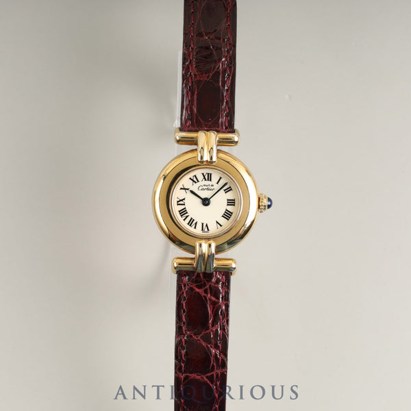 カルティエ マストコリゼ W1000653 / 590002 クォーツ Cal.90 SV925 純正革ベルト 純正尾錠(GP)アイボリーローマン文字盤 オーバーホール済み