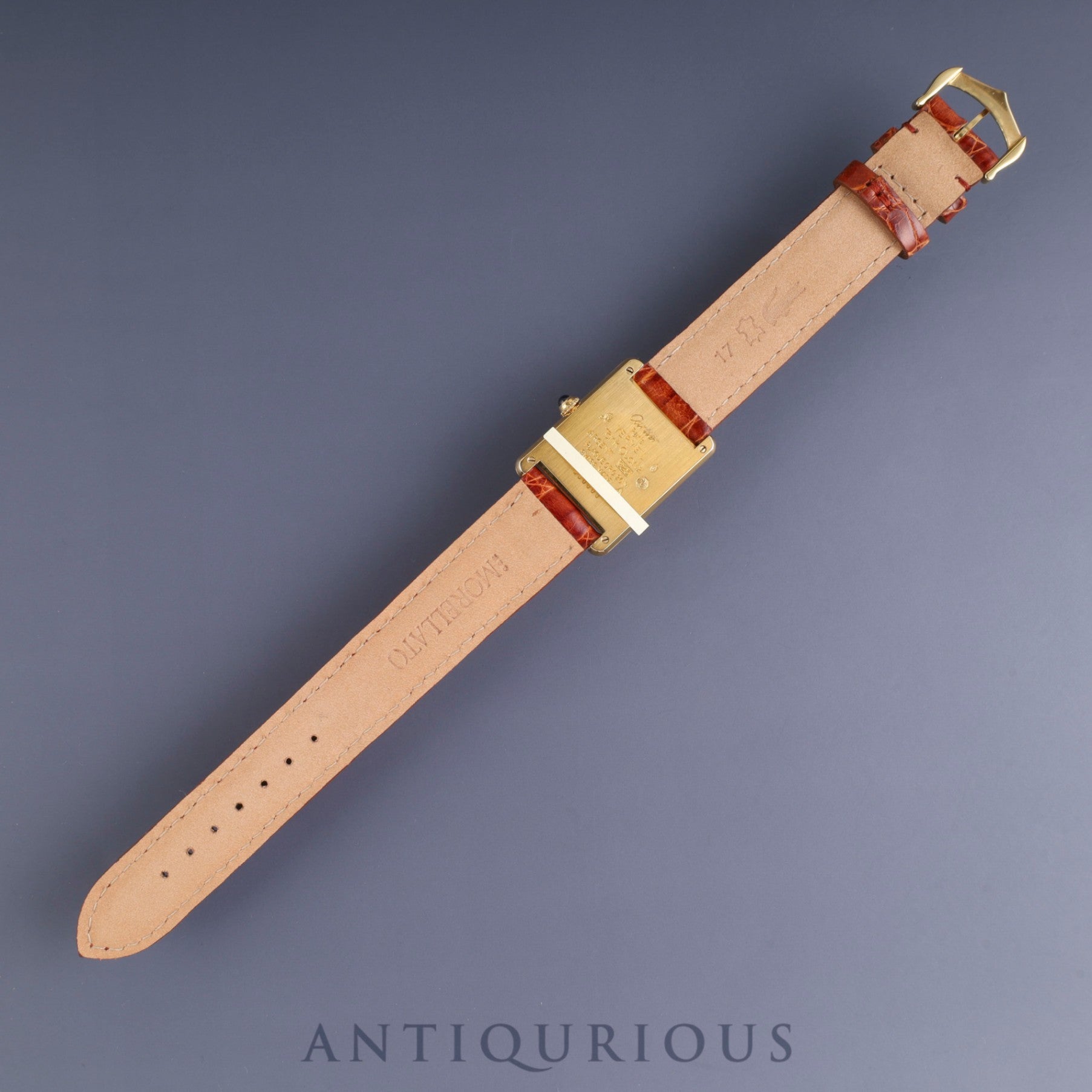 Cartier Must Tank LM 590005 Quartz Caliber 690 SV925 Leather Strap with Genuine GP Buckle, Front Trinity Dial, Overhauled