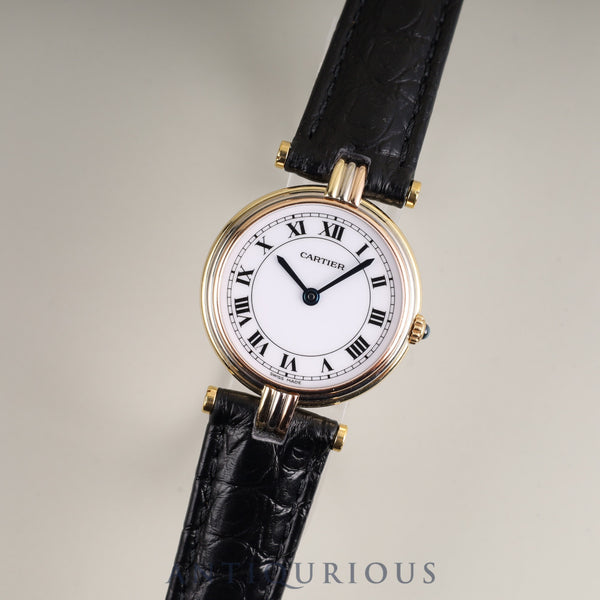 Cartier Vendome VLC SM 881004 Quartz 18K Leather Genuine D-buckle (GP) Trinity Three Gold White Roman Dial Complete service (full maintenance) completed at Cartier boutique
