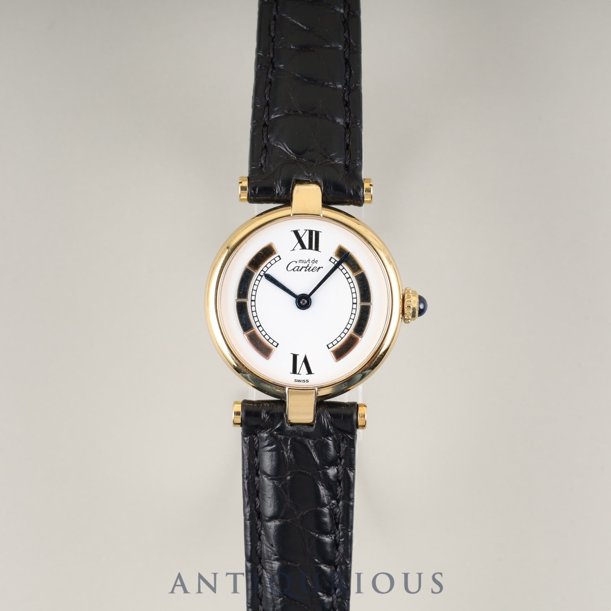 カルティエ マスト ヴァンドーム VLC SM W1006554 / 590004 クォーツ Cal.90 SV925 革 純正Dバックル(GP) サイドトリニティ文字盤 冊子 保証書(1994年)オーバーホール済み