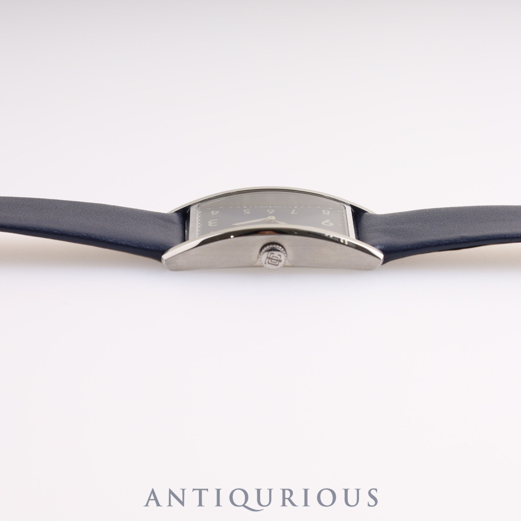 Tiffany East West Mini 3668644 Quartz Genuine Leather Strap Navy Dial Replacement Long Strap Included
