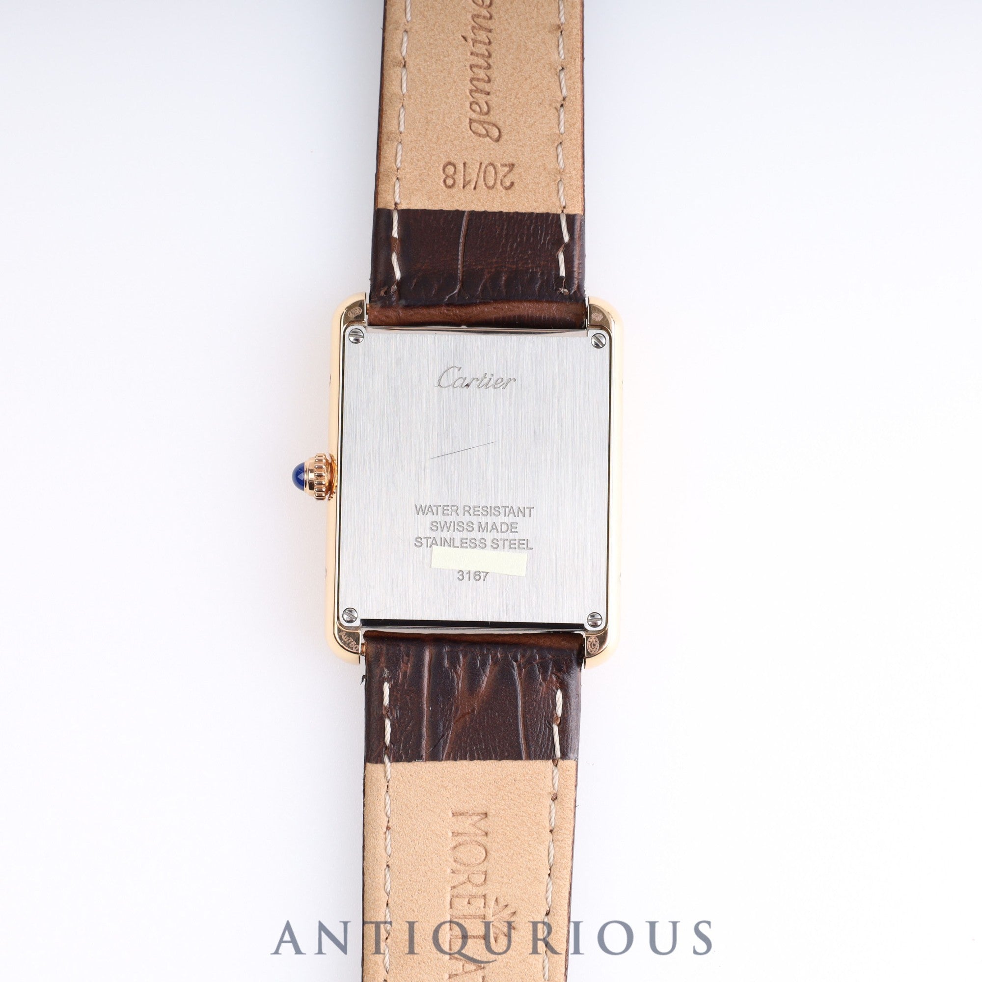 Cartier Tank Solo LM QZ W5200025 / 3167 PG/SS Leather Genuine Buckle (750) Silver Dial