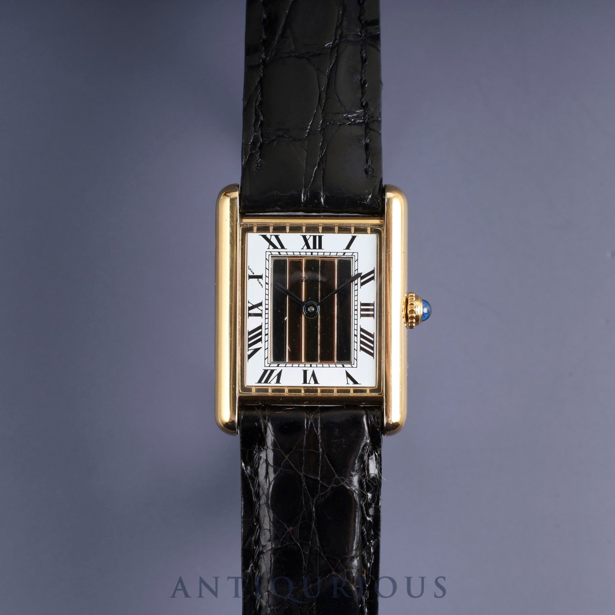 Cartier Must Tank LM 590005 Quartz Cal.90 SV925 Leather Genuine Buckle (GP) Front Trinity Dial Warranty (no date) Overhauled