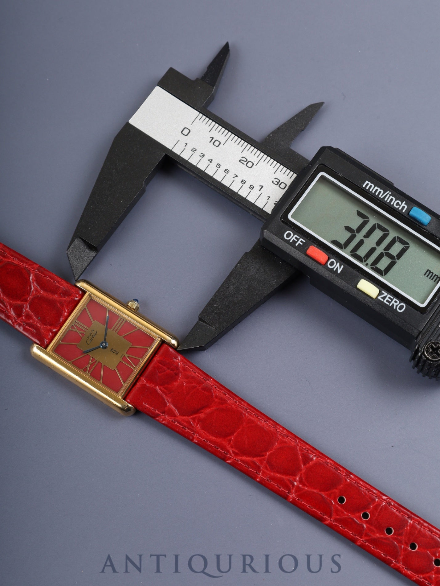 Cartier Must Tank LM 6 81006 Quartz Cal.81 SV925 Leather Original Pin Buckle (GP) Garnet Cloisonné Dial (SWISS marking) Overhauled