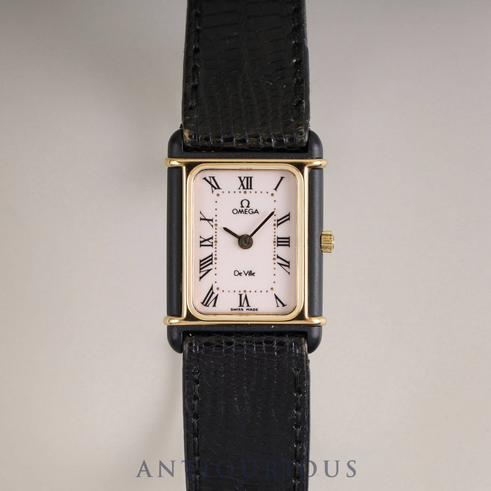 オメガ デ・ヴィル クォーツ Cal.1450 GP 純正革ベルト 純正尾錠(GP) ホワイトローマン文字盤 ケース オーバーホール済み