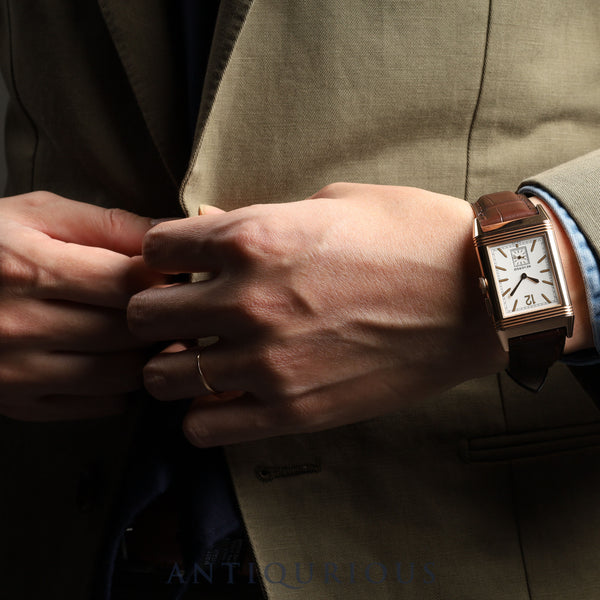 ジャガー・ルクルト グランドレベルソウルトラスリムデュオ 278.2.54/Q3782520 手巻き Cal.854 PG 革 純正尾錠(750)シルバー/ブラック文字盤 箱 保証書 (2017年)