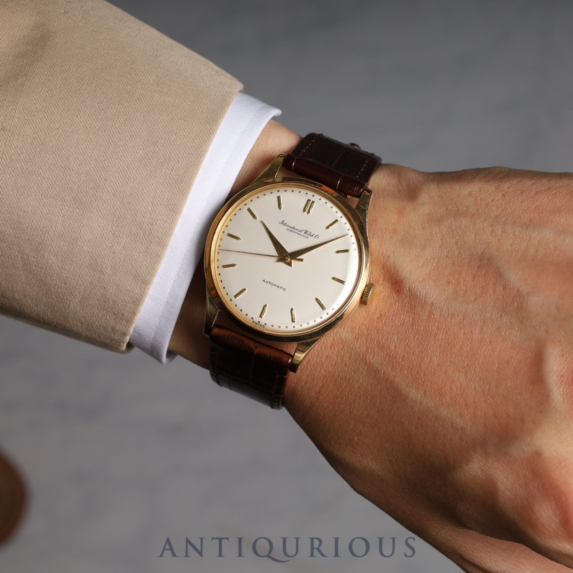 IWC Old Inter Automatic Cal.853 YG Leather Silver Dial IWC