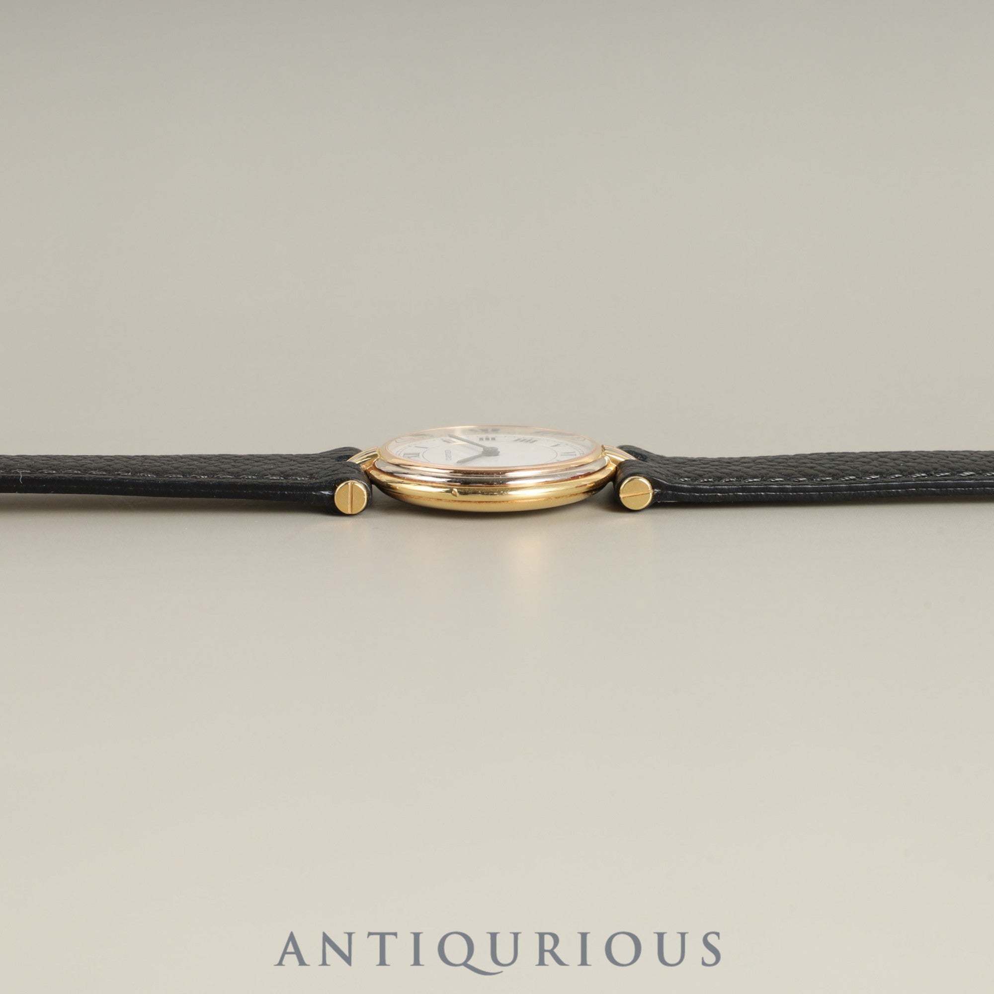 カルティエ ヴァンドーム VLC SM トリニティ 81004 クォーツ Cal.81 750 革 純正尾錠(GP) ホワイトローマン文字盤 箱 オーバーホール済み