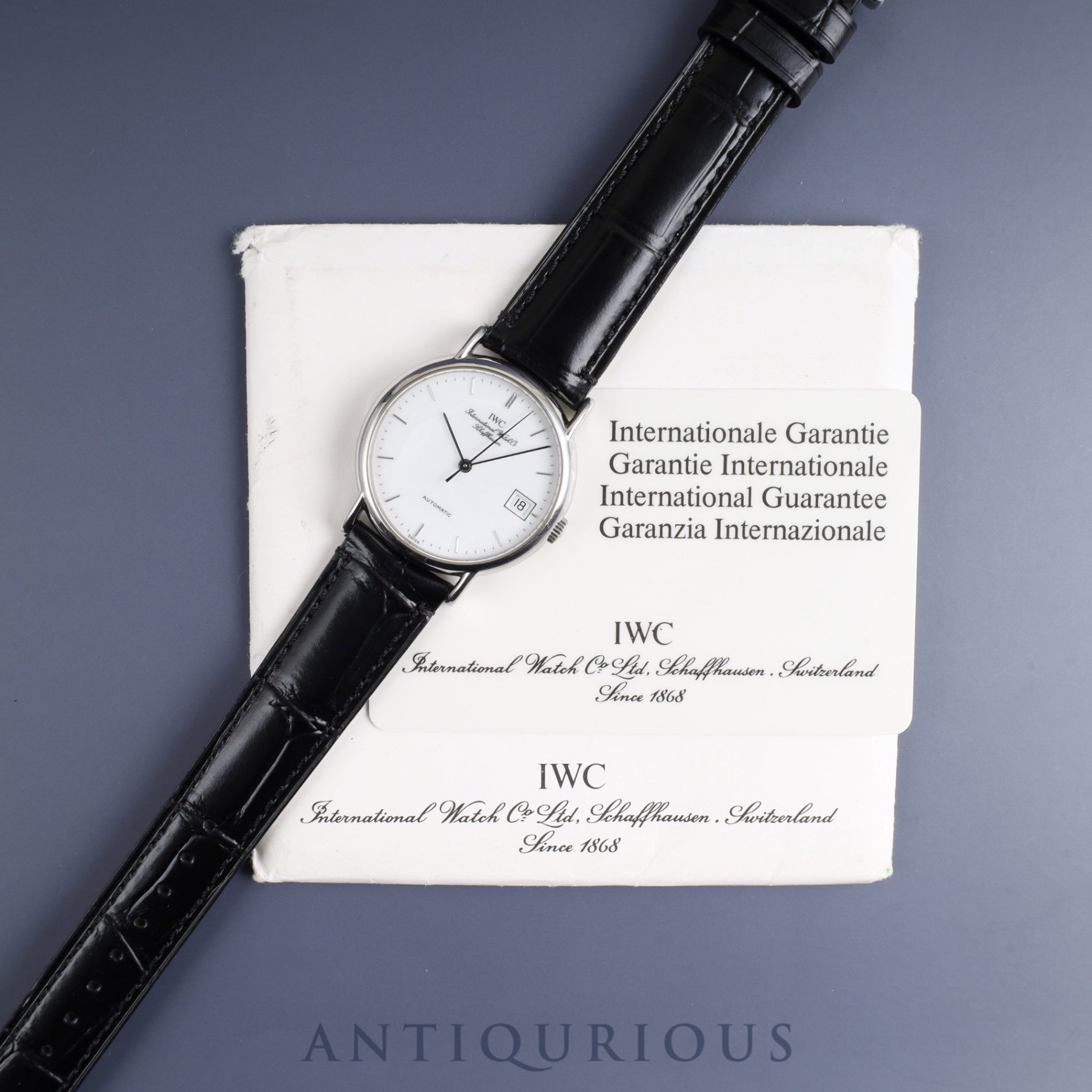 IWC Portofino IW351320 Automatic SS Leather Genuine Buckle (SS) White Dial Warranty (1995) Overhauled IWC