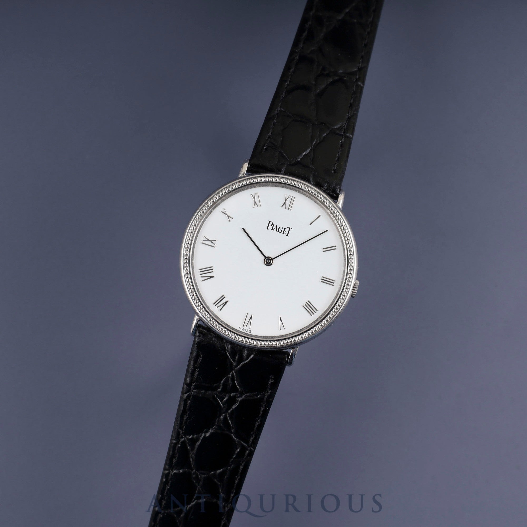 ピアジェ ラウンド 90231 手巻き Cal.9P2 750 革 純正尾錠(750) ホワイトローマン文字盤 オーバーホール済み