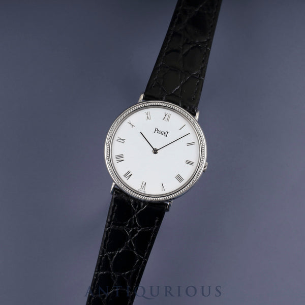 Piaget Round 90231 Manual winding Cal.9P2 750 Leather Genuine buckle (750) White Roman dial Overhauled