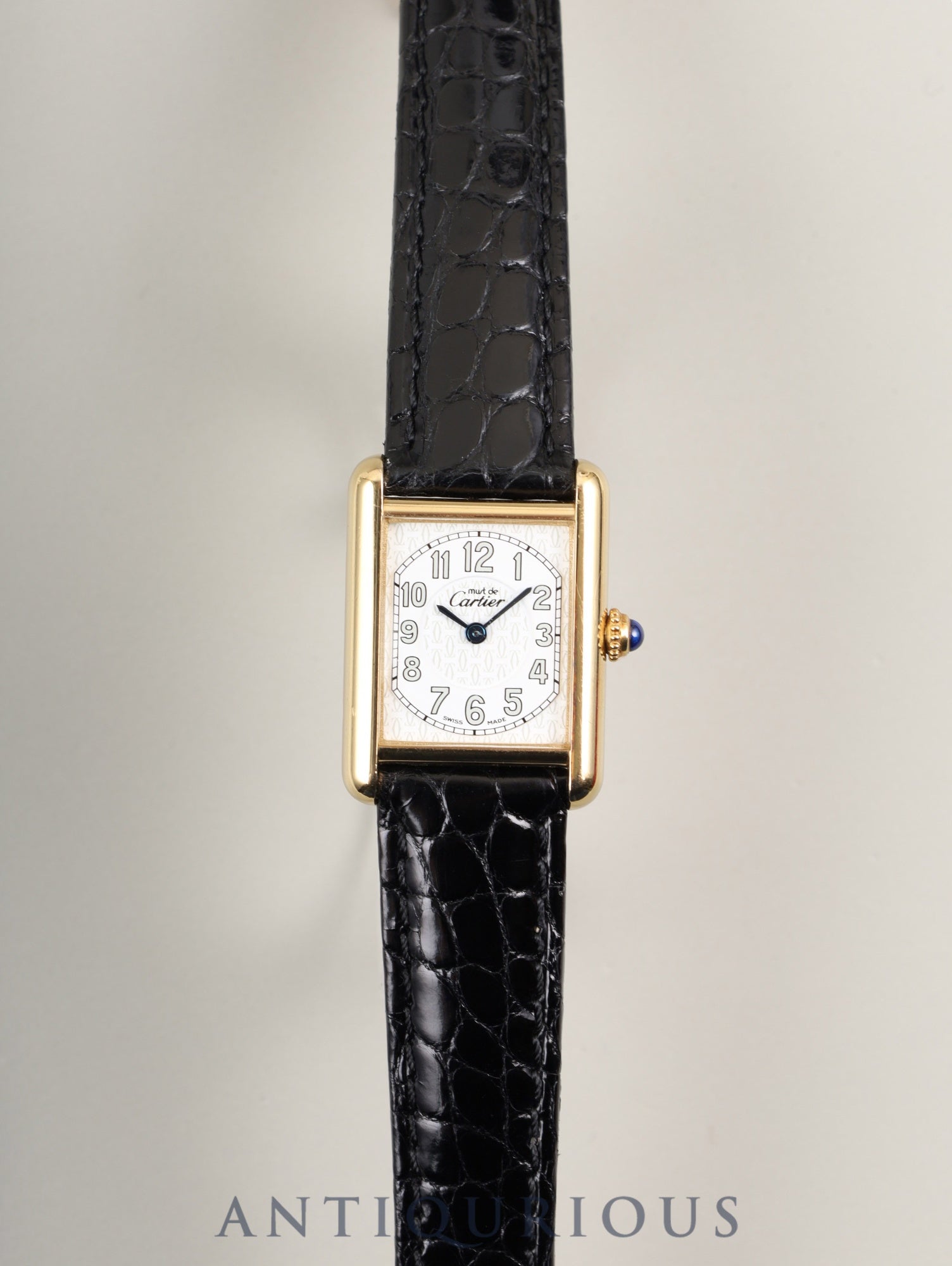 カルティエ マストタンク MM 2415 クォーツ Cal.057 SV925 革 純正Dバックル テレフォンダイヤル文字盤(SWISS MADE表記) 1990年頃~2004年頃 箱 オーバーホール済み