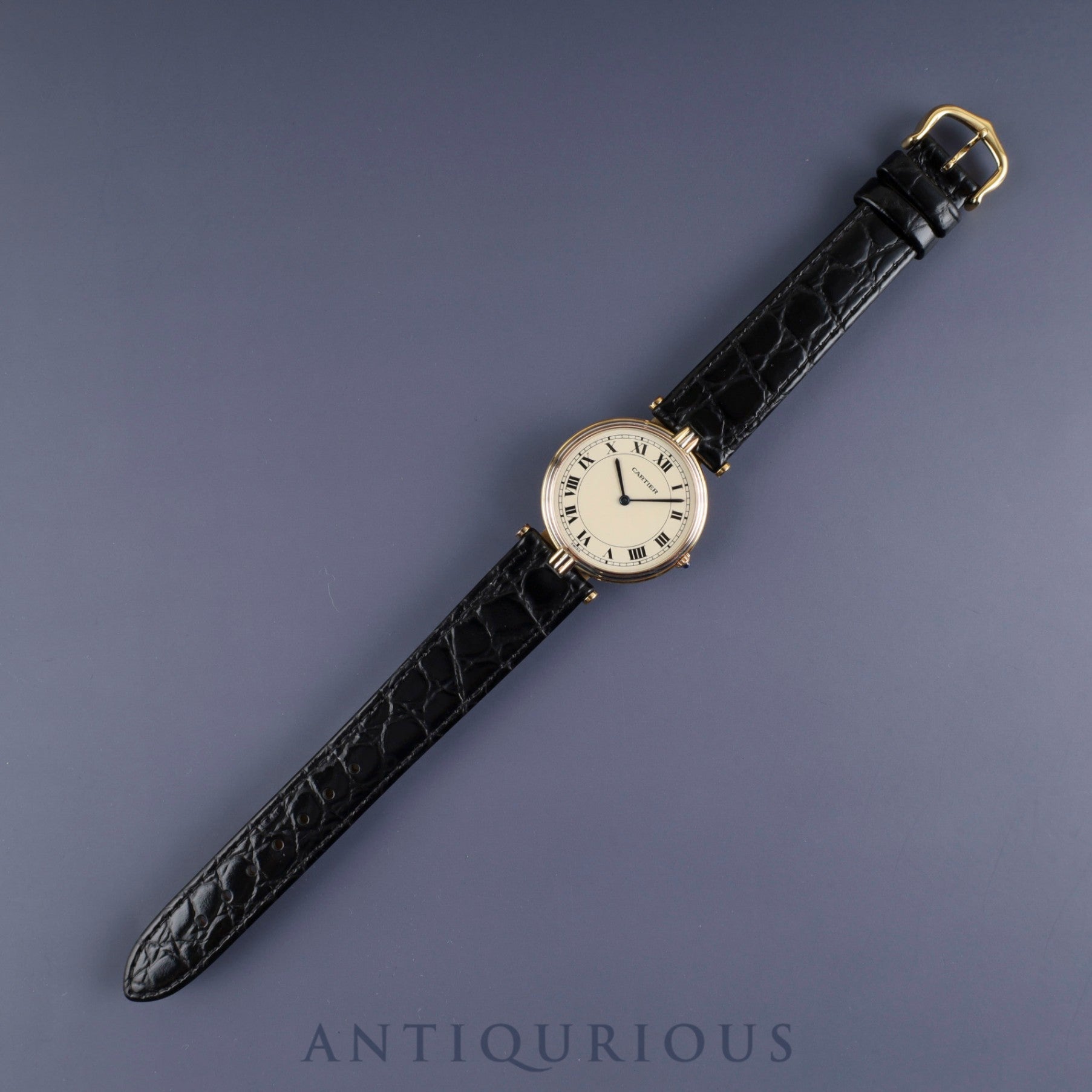 Cartier Vendome VLC Trinity LM 8151 Quartz Cal.81 750YG Leather Genuine Buckle (GP) Ivory Roman Dial Warranty (1999) Booklet Overhauled