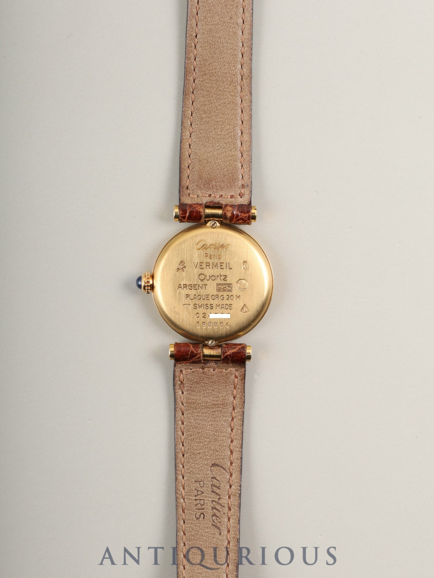 カルティエ ヴァンドーム VLC SM 590004 クォーツ Cal.90 SV925 純正革ベルト 純正尾錠(GP)アイボリーローマン文字盤 冊子 保証書(1990年)オーバーホール済み