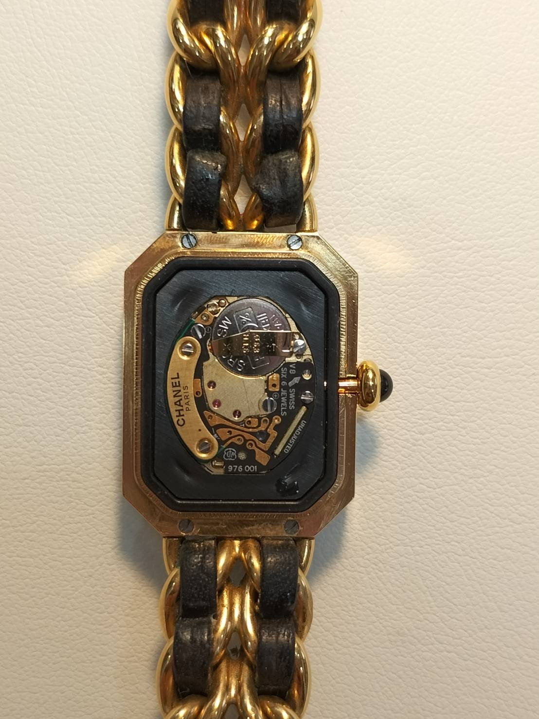 Chanel Premiere L H0001 Quartz Cal.976.001 GP GP/Leather Black Dial Overhauled