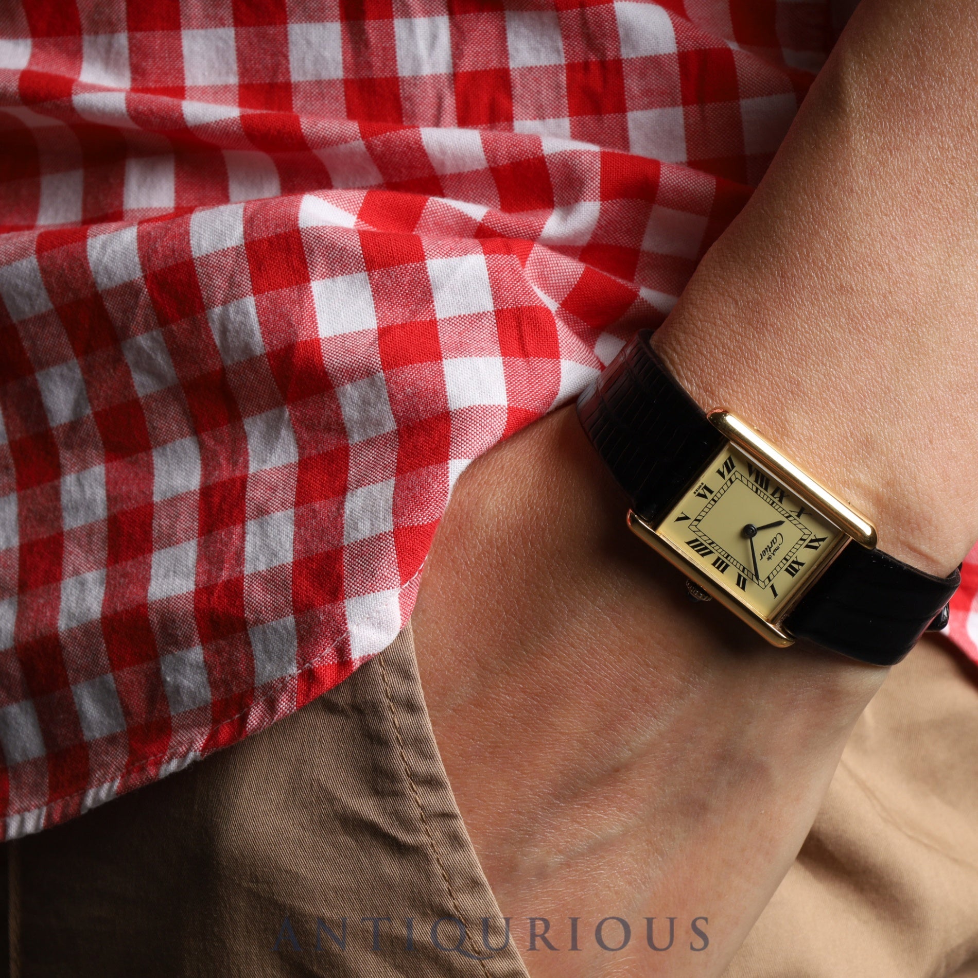 Cartier Must Tank LM Manual winding Cal.78-1 SV925 Leather Genuine buckle (GP) Ivory Roman dial Overhauled