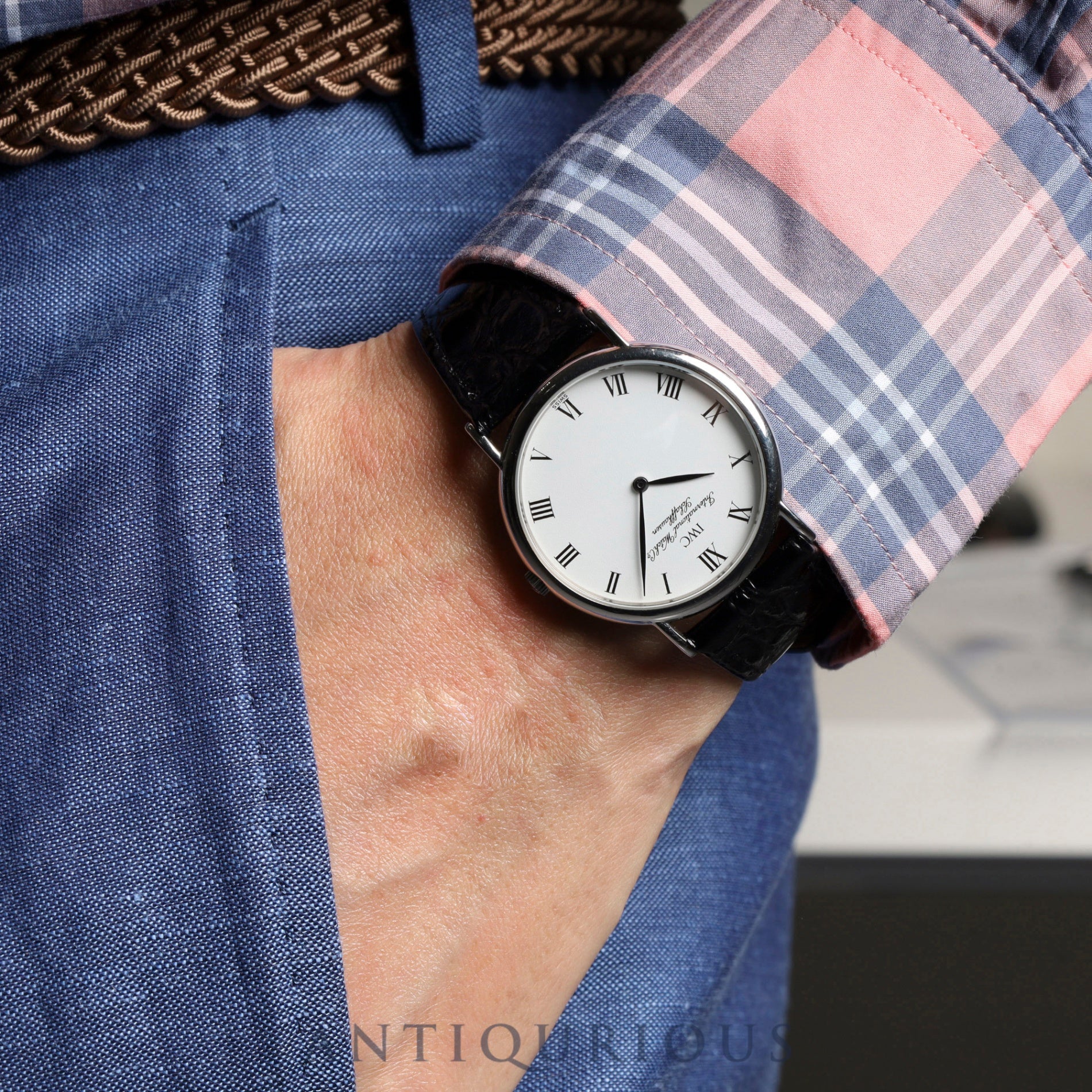 IWC Portofino 3331 Quartz Cal.IWC 22105 SS Leather Genuine Buckle (SS) White Dial Overhauled IWC