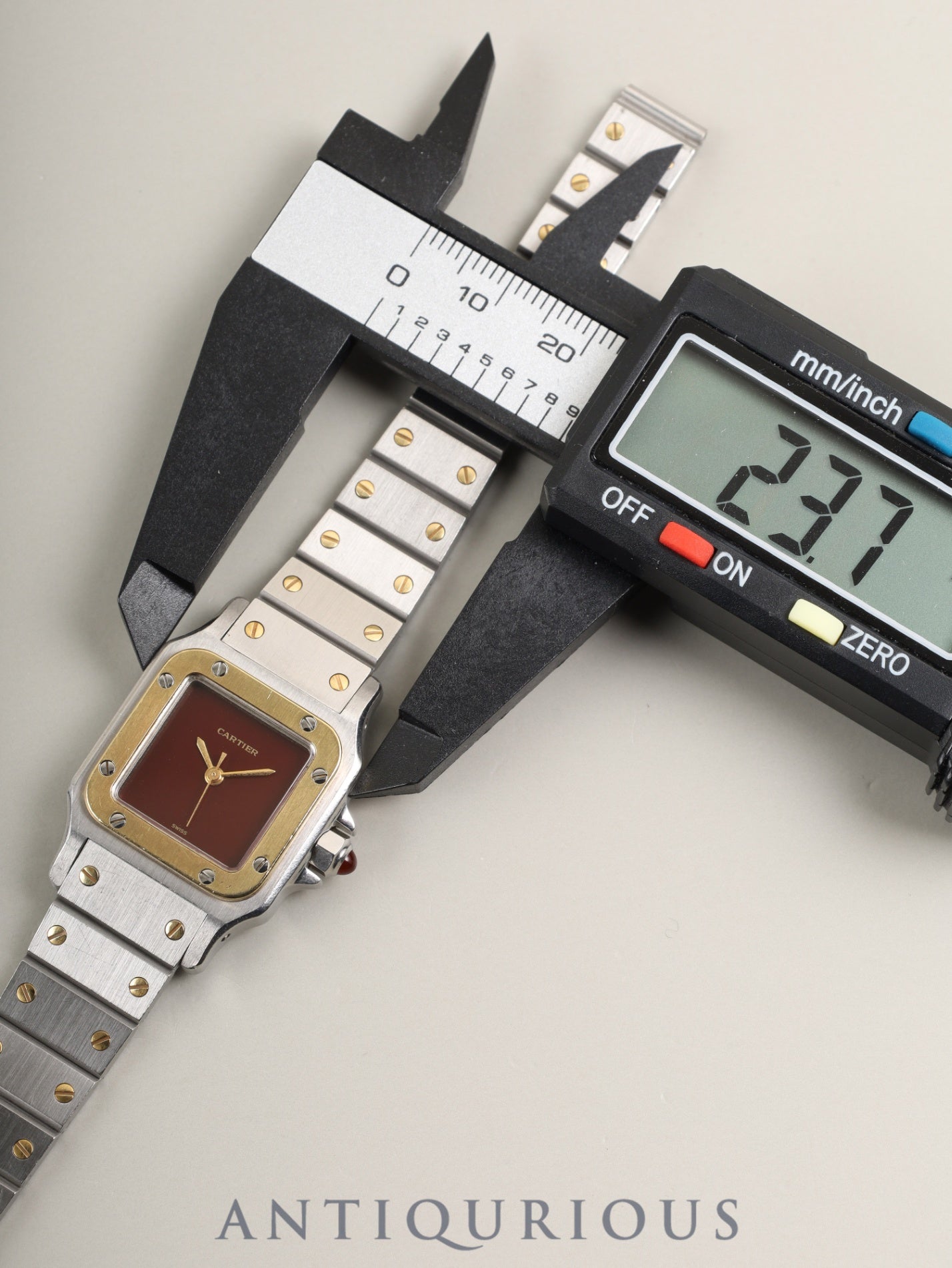 カルティエ サントス カレ SM 0902 自動巻き Cal.ETA2670 SS/YG SS/YG ガーネットダイアル ボルドー文字盤(SWISS表記) オーバーホール済み