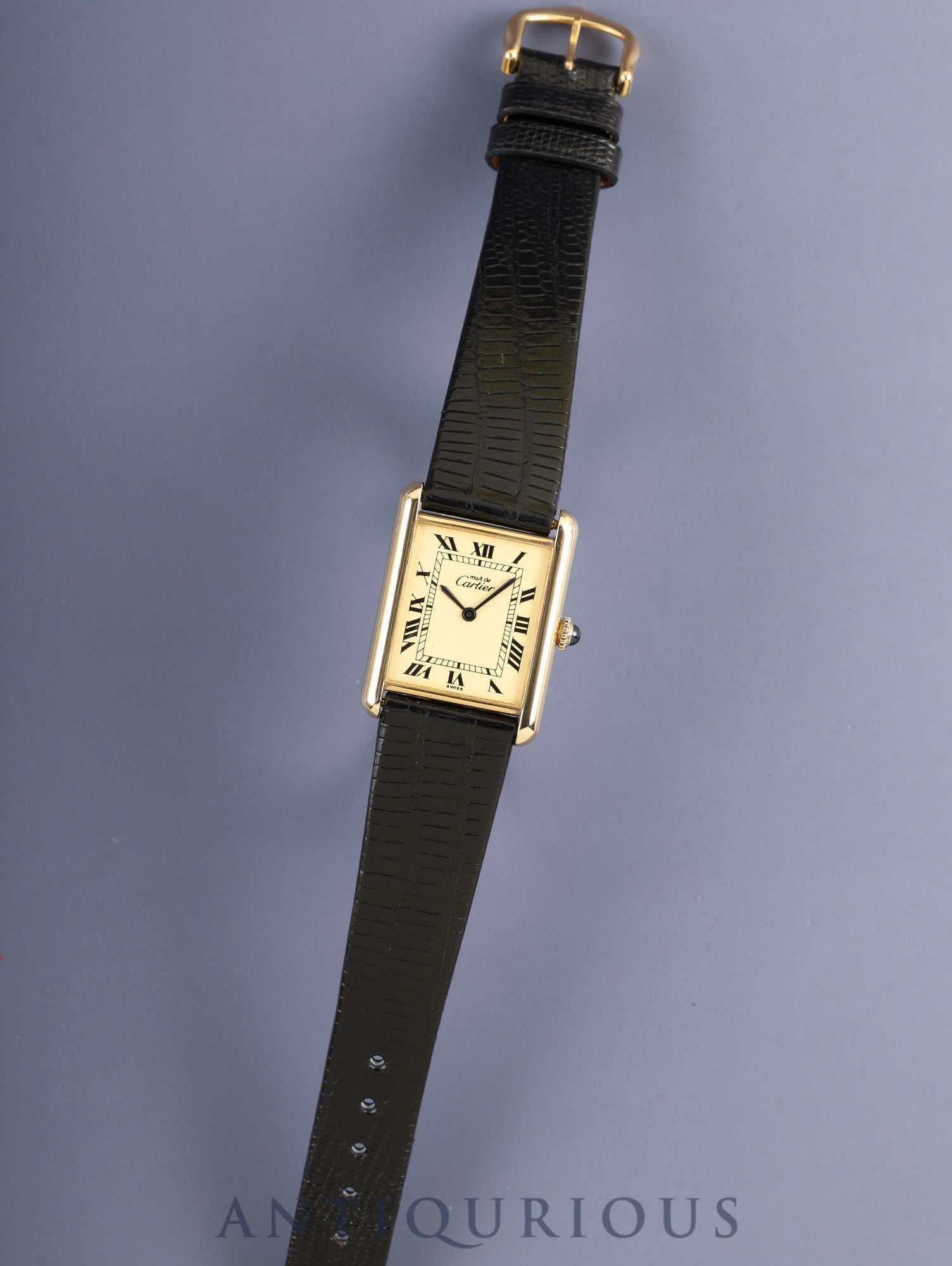 カルティエ マストタンク LM 手巻き Cal.78-1 SV925 革 純正ピンバックル(GP)アイボリーローマン文字盤(SWISS表記) 箱 冊子 国際永久保証書(1982年 / 個人名記載) オーバホール済み