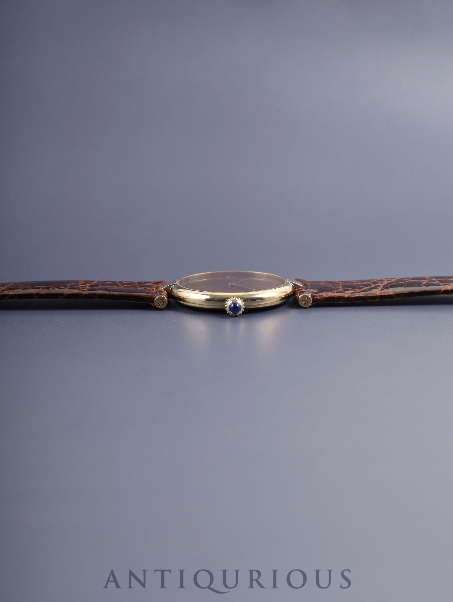 カルティエ マスト ヴァンドーム VLC LM 17 クォーツ SV925 革 純正尾錠(GP)マホガニー文字盤 保証書(1982年) カルティエブティックにてコンプリートサービス済み