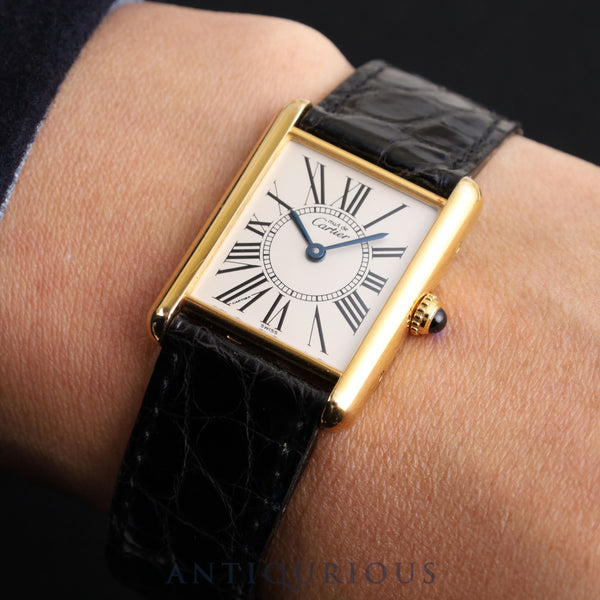 Cartier Must Tank LM 590005 Quartz Cal.690 SV925 Genuine leather strap Genuine D buckle Opalan dial Overhauled