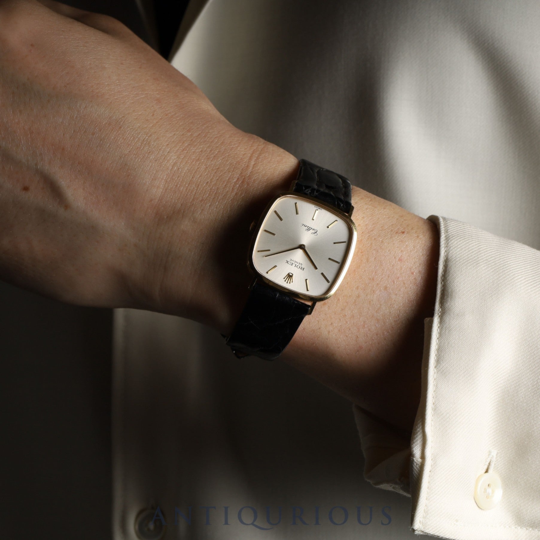 Rolex Cellini 4114/8 Manual Winding Caliber 1602 18K Leather Strap with Genuine GP Buckle Silver Dial K Serial (2001) Overhauled