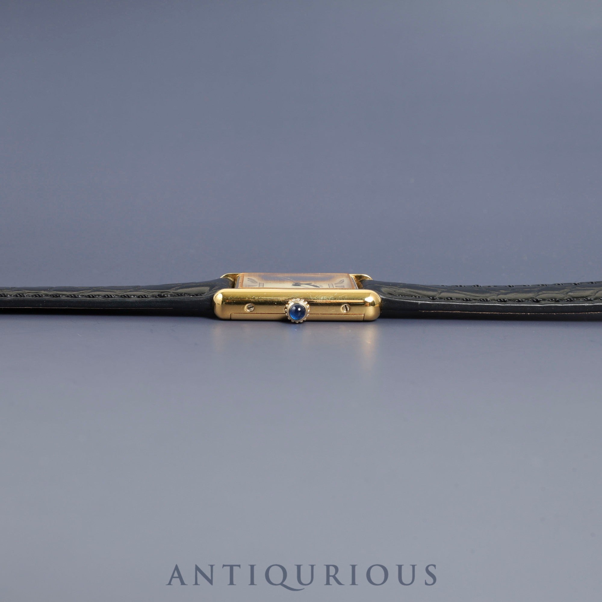 Cartier Must Tank LM 6 182065 Manual Winding Caliber 78-1 SV925 Leather Strap with Genuine GP Buckle Ivory Roman Dial Overhauled