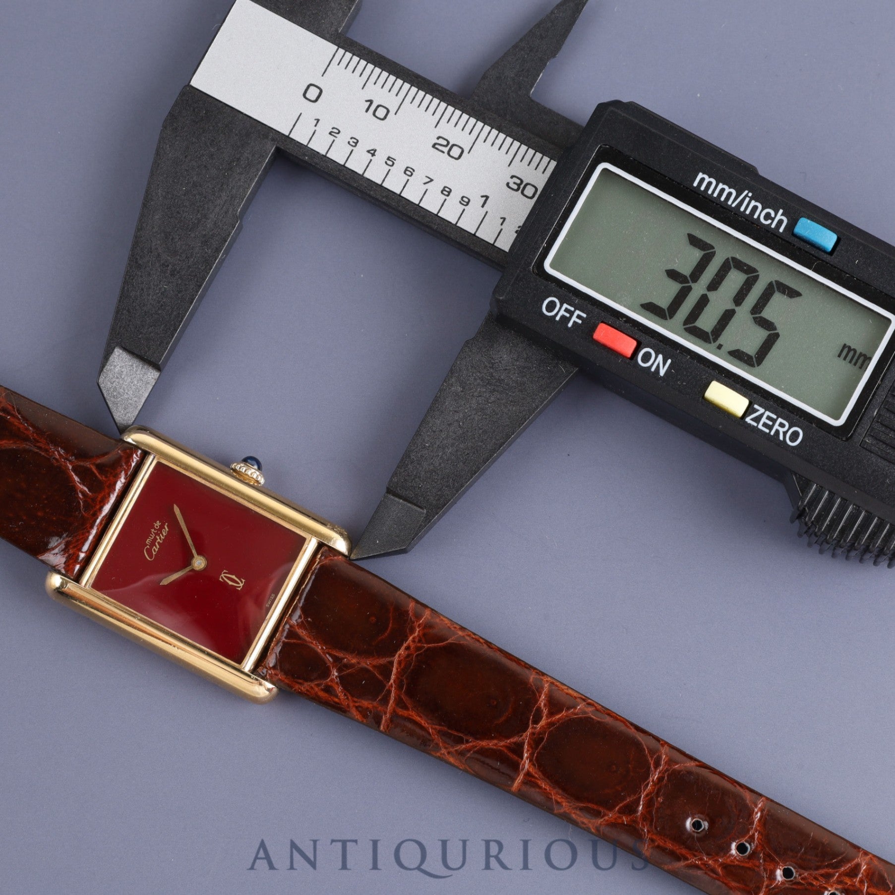 カルティエ マストタンク LM 手巻き Cal.78-1 925 革 純正尾錠(GP)ボルドー文字盤 箱 オーバーホール済み