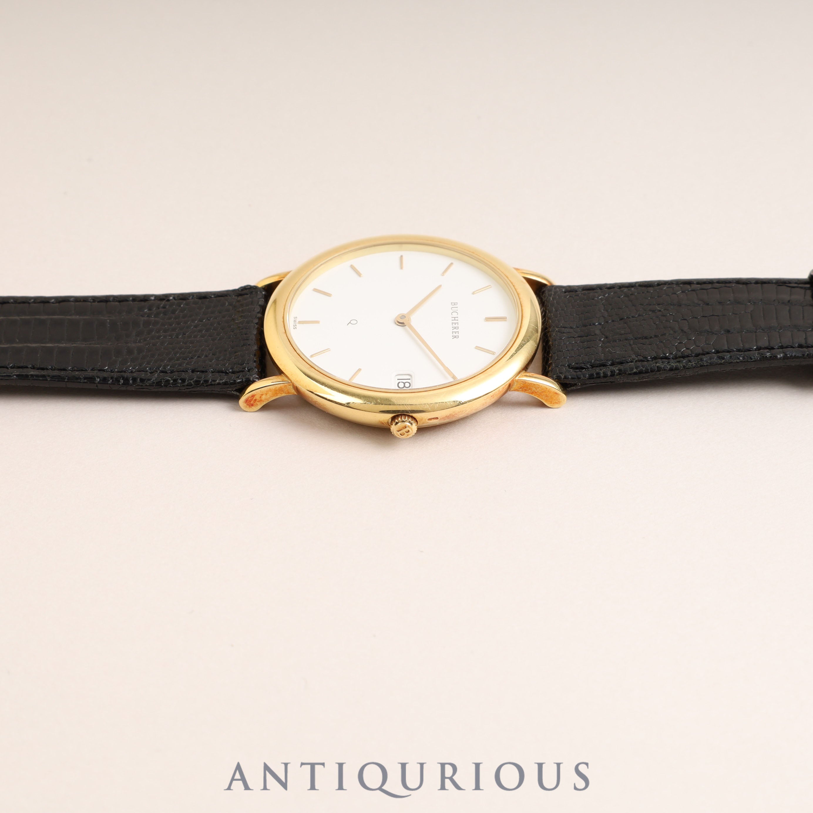Bucherer Bucherer Round 255.020 Quartz ETA255.111 YG Genuine leather strap Genuine buckle (GP) White dial 32.0mm